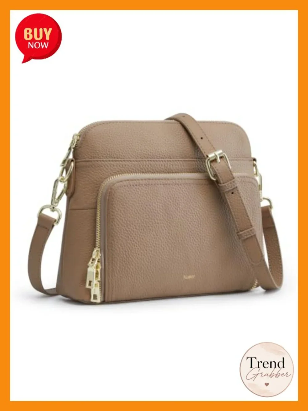 Top Grain Pebbled Leather RFID Blocking Crossbody Bag